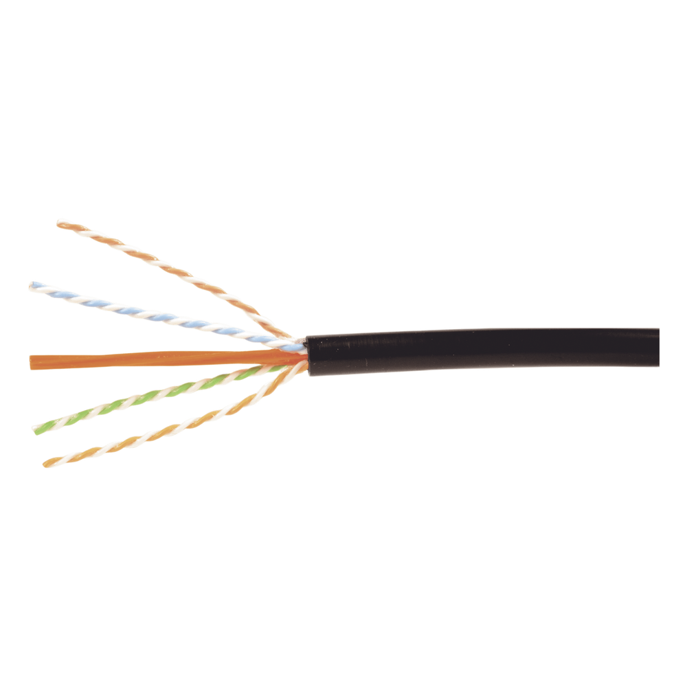 Bobina de Cable Industrial (UTP) de 4 pares, Cat6A de 10Gbps, Planta Externa con Gel Enterrado Directo, Color Negro, 305m