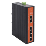 Switch Industrial PoE / 4 Puertos Fast Ethernet 802.3af/at / 2 Puertos Uplink Gigabit / PoE Extendido 250 m / Rango -30°C a 65°C