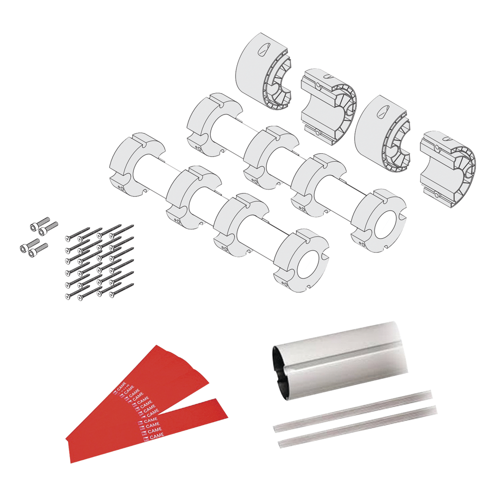 Kit de Mástil para Barrera Vehicular / 8 m (26.2 ft) / 2 Secciones Tubulares 4 m (13.1 ft) / Junta Telescópica / Tiras Reflectantes