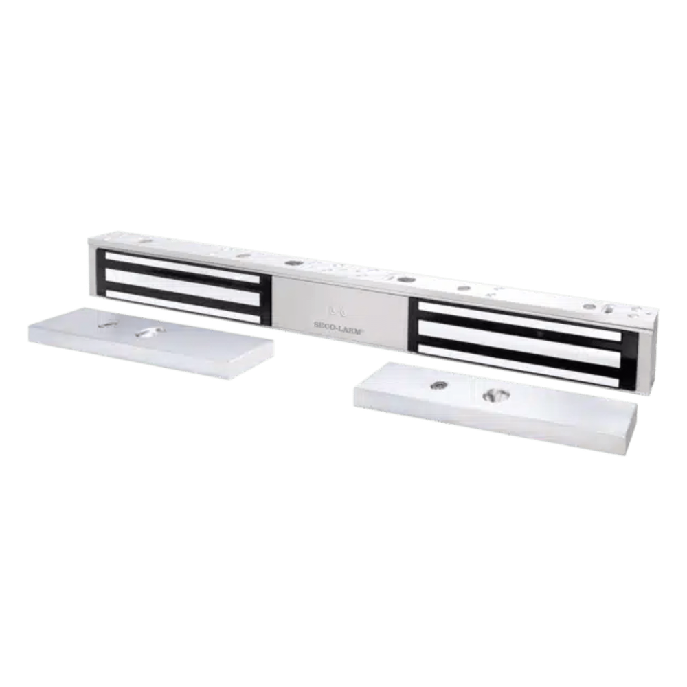 Chapa Magnética Doble / 600 lb (272 kg) por Puerta / 12/24 VDC Seleccionable / LED Bicolor / UL / Libre de Magnetismo Residual