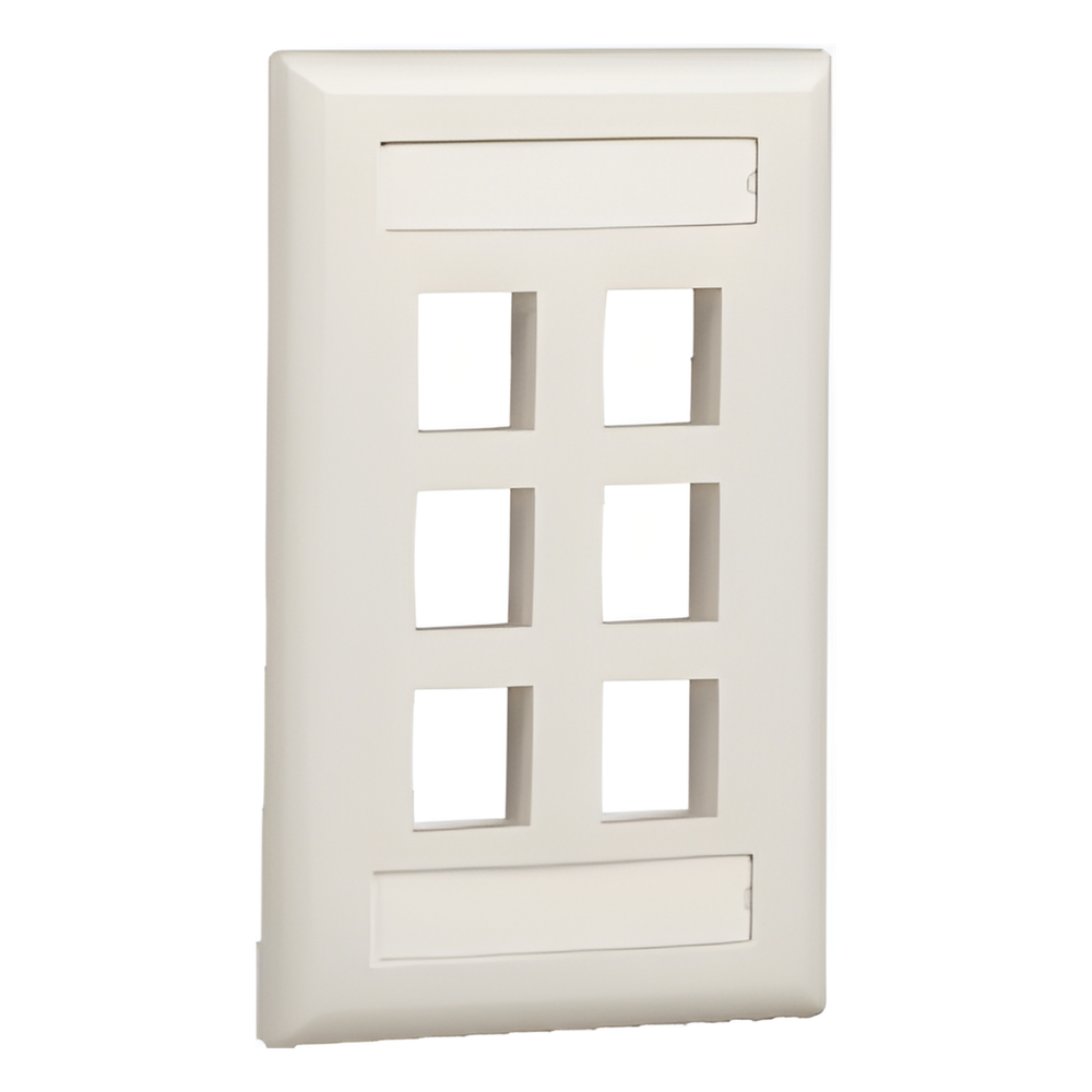 Placa de Pared Vertical / 6 Puertos Keystone / 69.8 x 114.3 mm / 2.75 x 4.5 pulg. / Blanco Mate