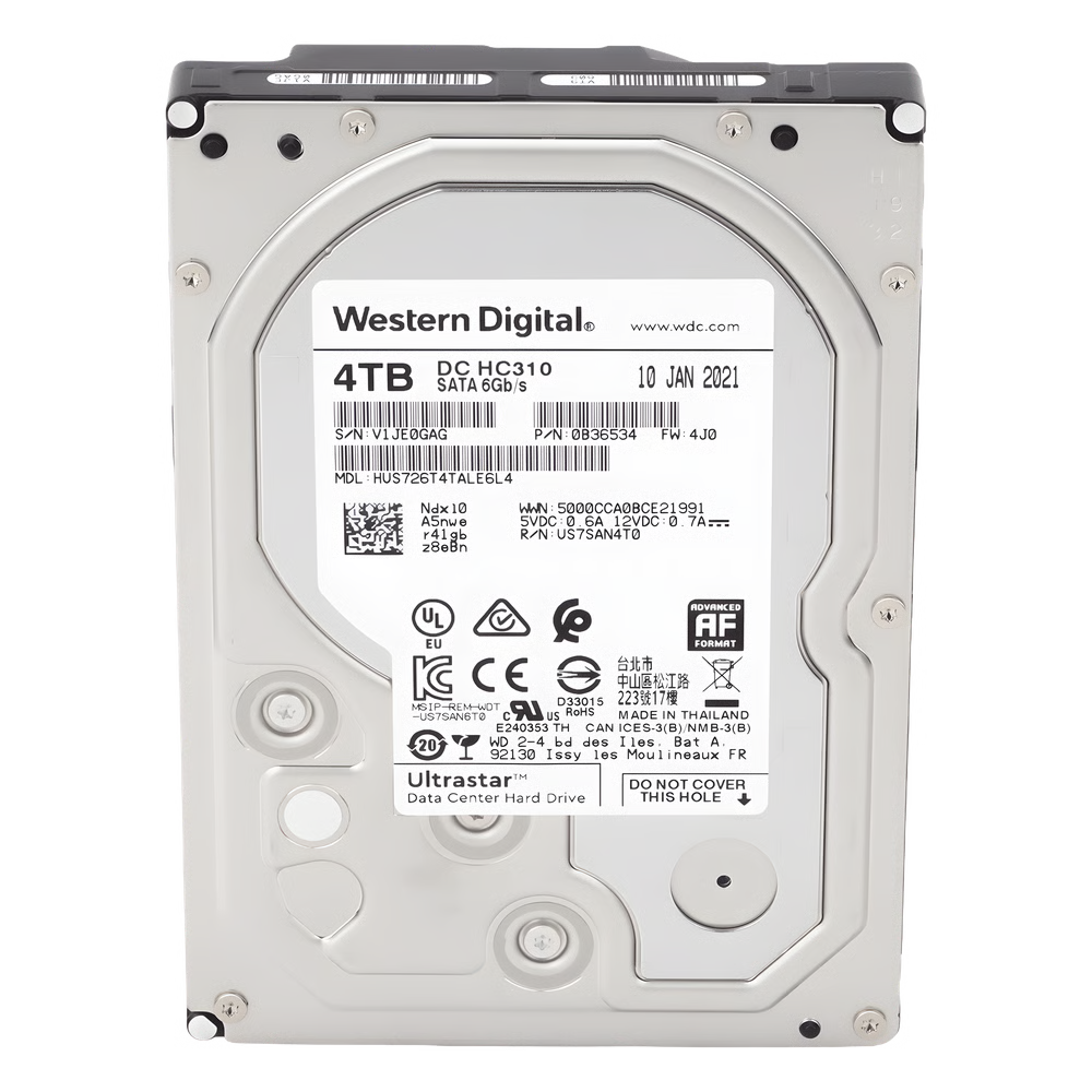 Disco Duro WD Ultrastar 4TB 3.5 SATA III 7200RPM 256MB 24x7 Server Datacenter DVR NVR WD HUS726T4TALA6L4 - SILYMX
