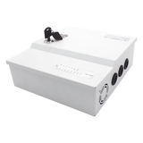 Fuente de poder profesional de 12 Vcc @ 16 A / para 16 cámaras / Con capacidad de batería de respaldo / Requiere batería / Voltaje de entrada de 96-264 Vca 