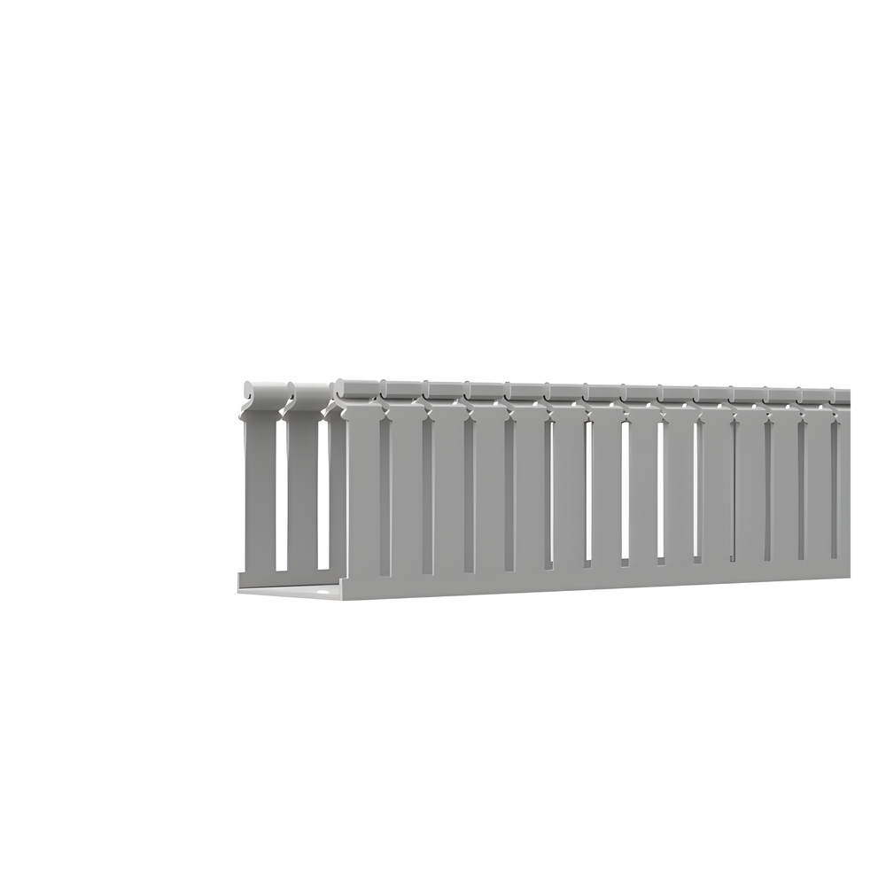 Canaleta Ranurada de PVC con Tapa / Tipo F / 4.25 x 4.10 x 6.6 ft / UL 94 V-0 / Gris Claro