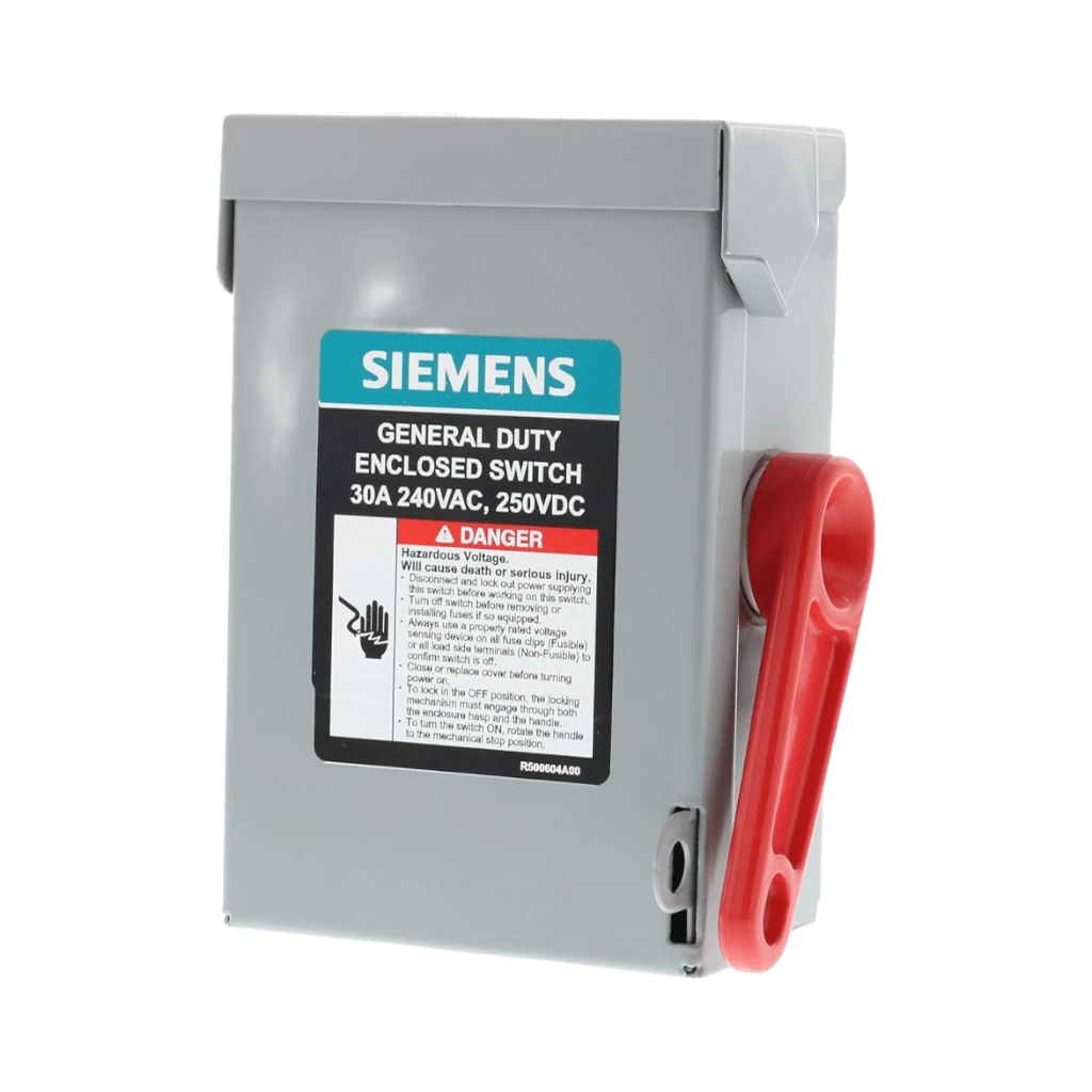 Interruptor de Seguridad GNF321RA, 240Vca, 3 polos, 30 Amp, sin portafusibles, Nema 3R.