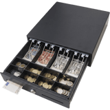 Cajón para Efectivo / 4 Compartimentos Billetes / 5-8 Compartimentos Monedas / Ranura de Inserción / Cerradura con Llave / Diseño Extraíble