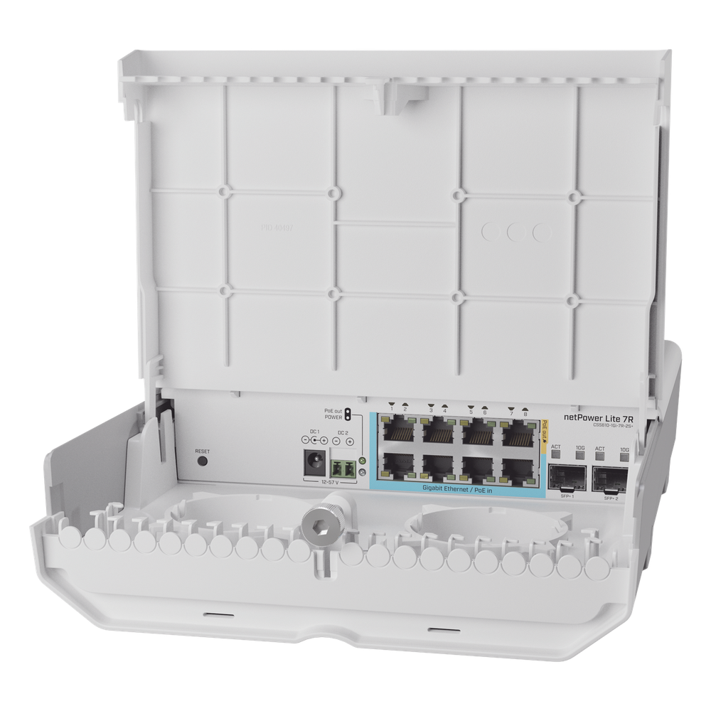 Switch Smart / 7 Puertos PoE Inverso Gigabit / 2 SFP+ 10G / IP66 Exterior / 28 Gbps / 12-57V