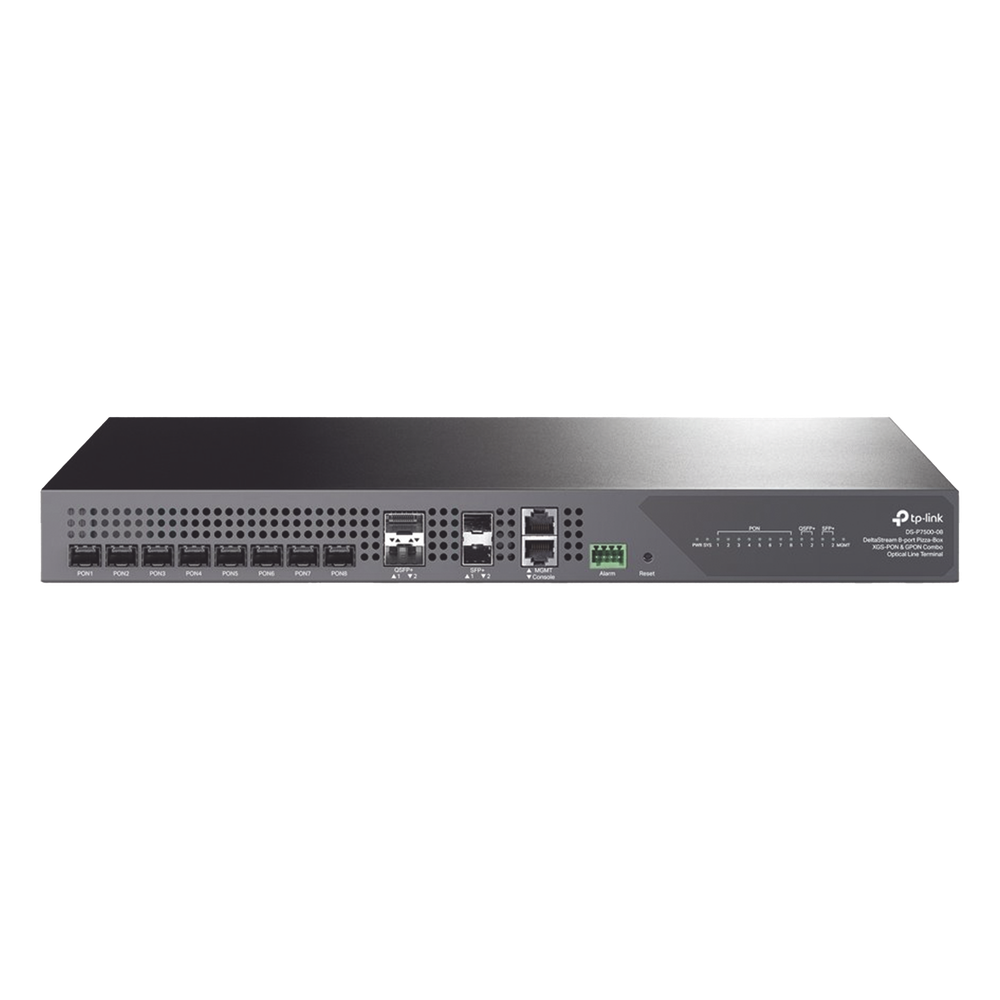 OLT 8 Puertos / XGS-PON y GPON Combo / 2,048 ONUs / Uplink 40G QSFP+ / Uplink 10G SFP+ / L2 y L3 / Gestión en Nube / Fuentes Redundantes AC-AC