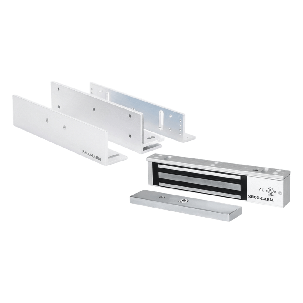 Kit de Control de Acceso / Chapa Magnética 600 lbs (272 kg) / Montaje Z y L / Voltaje Seleccionable 12/24 VDC / Protección contra Sobretensiones / Certificación UL / Uso Interior