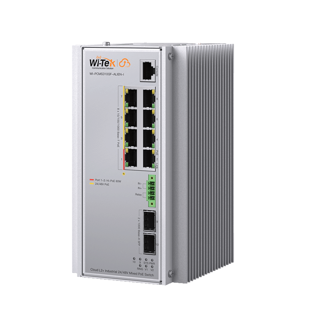 Switches PoEWI - TEKWI-PCMS310GF-ALIEN-ISwitch Industrial Administrable 8 Puertos Gigabit PoE++ 240W 2 SFP WI - TEK WI - PCMS310GF - ALIEN - I - SILYMX