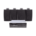 Kit Amplificador 240W 70V/100V + 4 Altavoces Pared Negro 2.5W-20W Escritorio EPCOM PROAUDIO SFB240/4WS