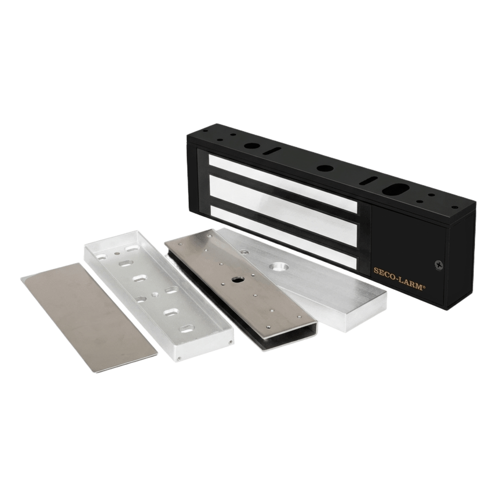 Kit de Control de Acceso / Chapa Magnética 1200 lbs (545 kg) / Montaje en U para Puerta de Cristal / Aluminio Anodizado / Uso Interior / UL
