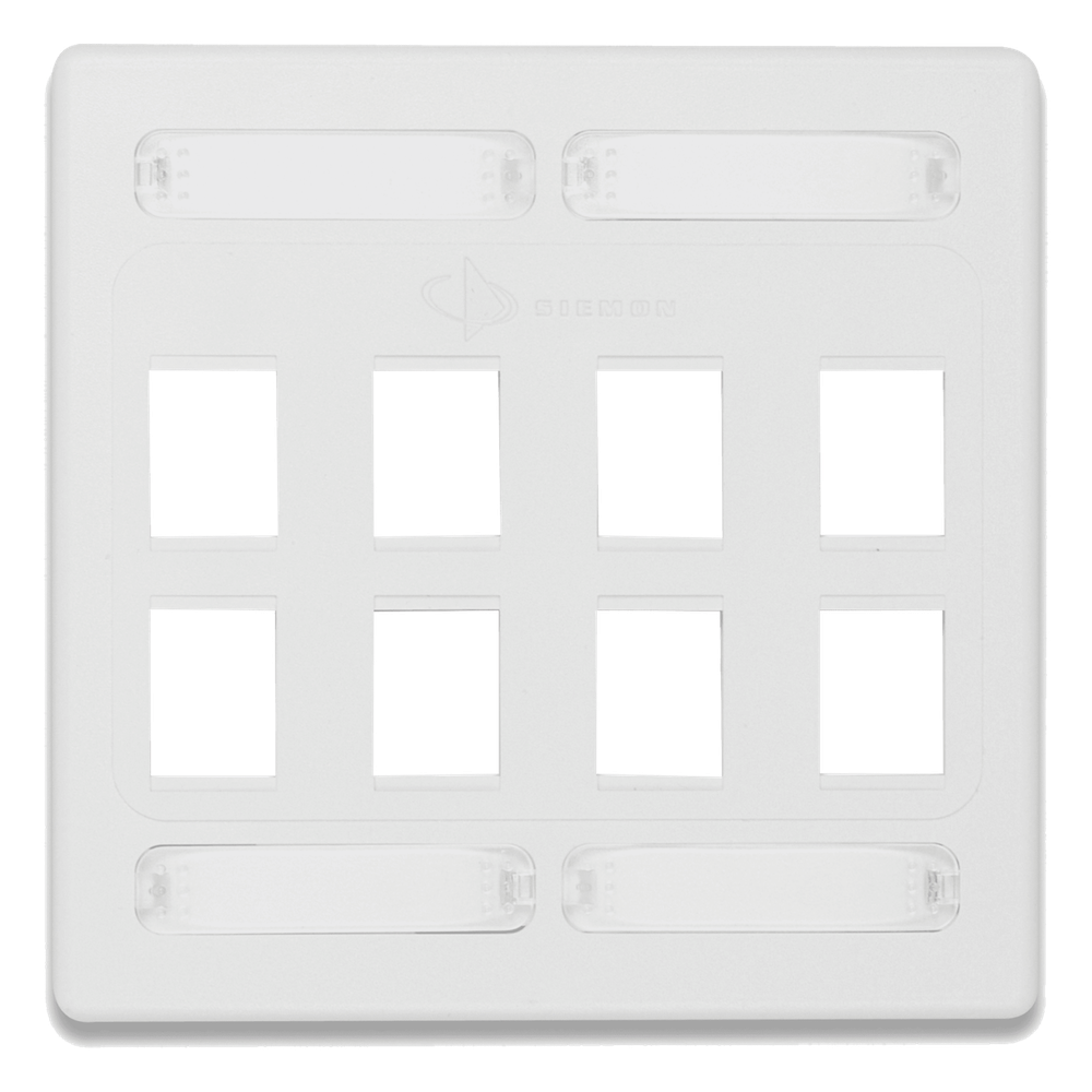 Placa de Pared Doble Modular / 8 Salidas / Reducción Diafonía Exógena / Material UV Resistente / Color Blanco