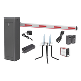 Kit COMPLETO Barrera Derecha XBF Con Corona LED / Brazo Iluminado de 3M / Incluye Sensor de Masa, Transformador, Lazo Magnético, Ancla, Fotoceldas y 2 Controles Inalámbricos