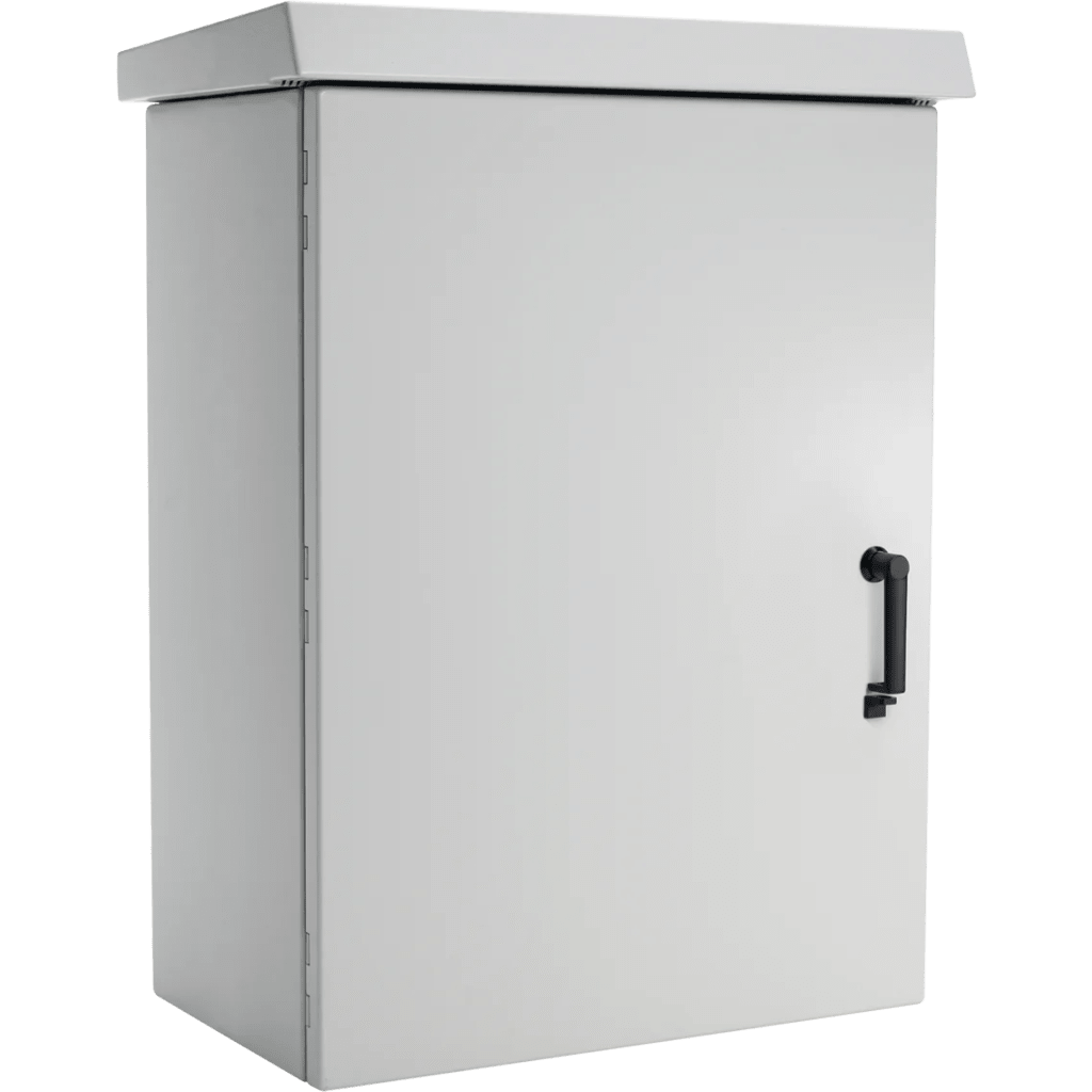 Gabinete Para Exterior OSP ComLine de 18 UR, 700 mm de Ancho, 600 mm de Profundidad De Aluminio, Color Gris Claro Con Protección NEMA 4/12/4X/3/3R; IP66