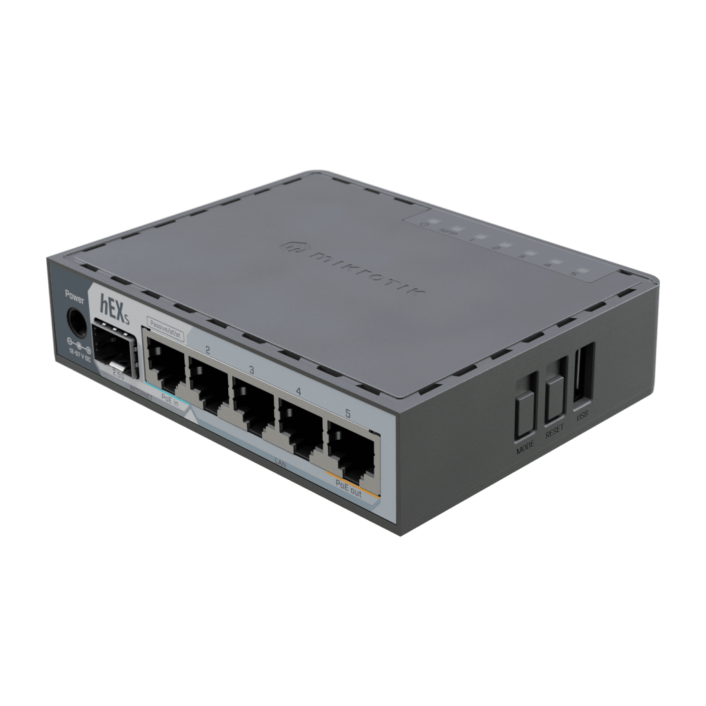 Router MikroTik hEX S E60IUGS con 5 Puertos Gigabit y SFP 2.5 G | PoE-In/Out | RouterOS v7