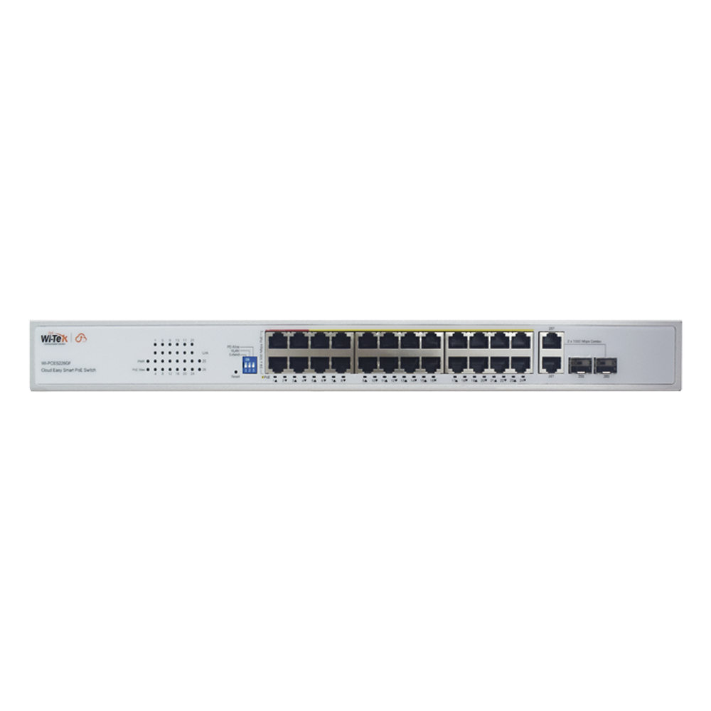 Switch PoE / 24 Puertos 10/100 Mbps + 2 SFP Gigabit Combo / Alcance 250 m (820.2 ft) / 280 W / No Administrable / Protección 6 kV