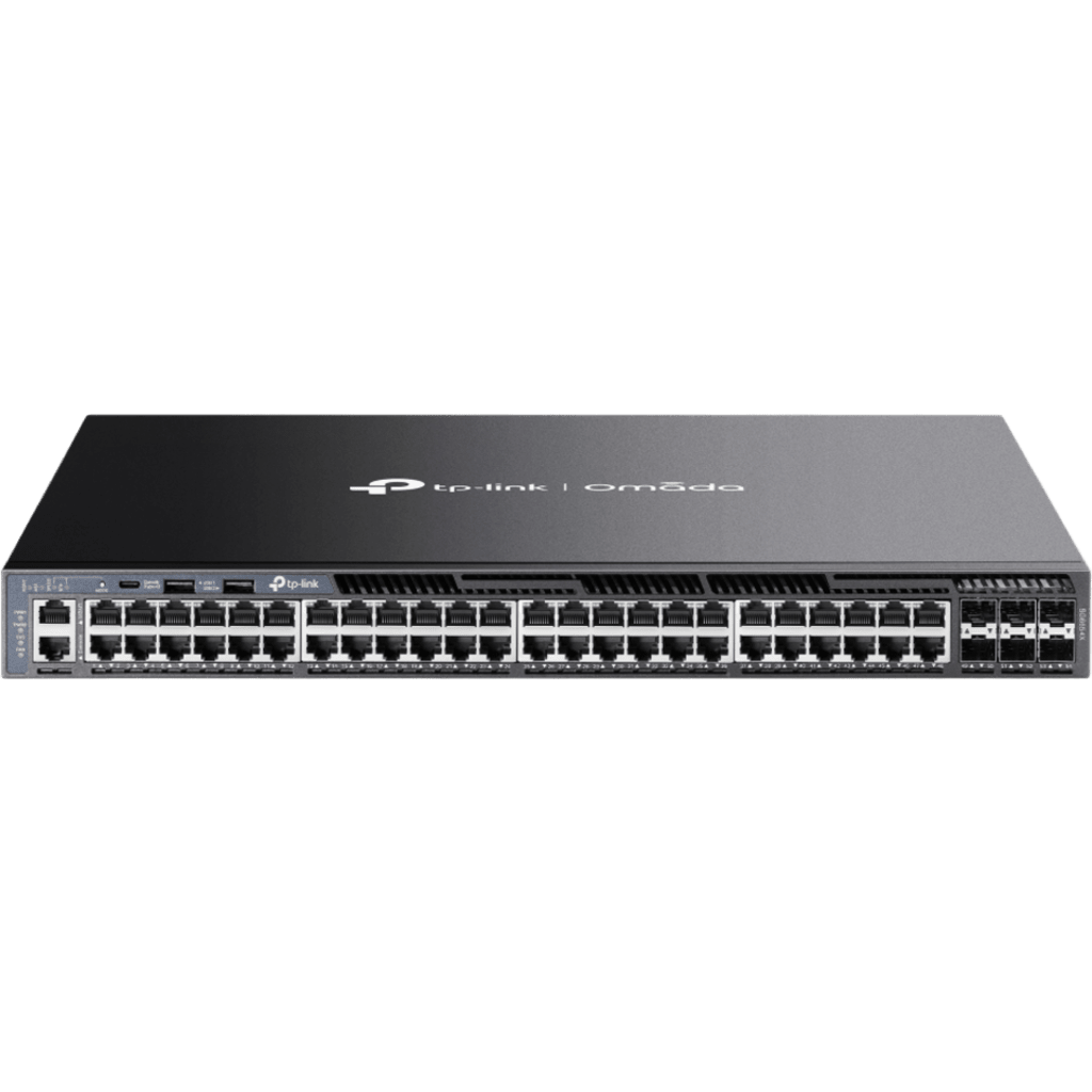 Switch Gestionable L3 / 48 Puertos Gigabit / 6 Slots SFP+ 10G / Capacidad 216 Gbps / Apilamiento 8 Unidades / Fuentes Redundantes