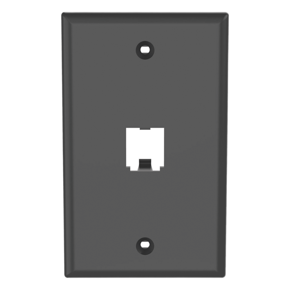 Placa de Pared Vertical / 1 Puerto / Mini-Com / Diseño Plano / ABS / 2.75 x 4.5 in / Negro