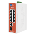 Switch Semi-Industrial / No administrable / 8 puertos 10/100 PoE af/at/bt / 1 puerto Gigabit RJ45 Uplink / 1 puerto SFP Uplink / Presupuesto PoE 110 Watts /