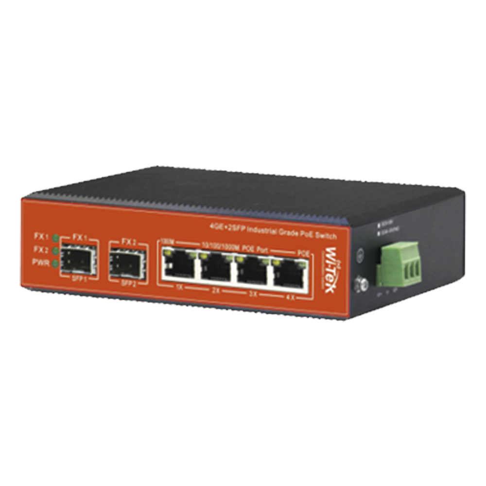 Switch Industrial PoE++ / 8 Puertos Gigabit PoE + 2 SFP Combo / PoE 802.3bt 60W / PoE Pasivo 24V / Rango -40°C a 80°C / Alcance 250 m (820 ft)