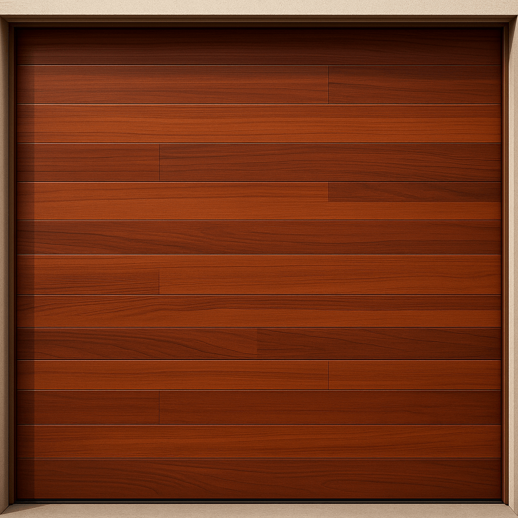 Puerta de Garage de Alta Calidad / Estilo Americano / Acabado Laminado PREMIUM / Color Madera Clara / 9x8 Pies.