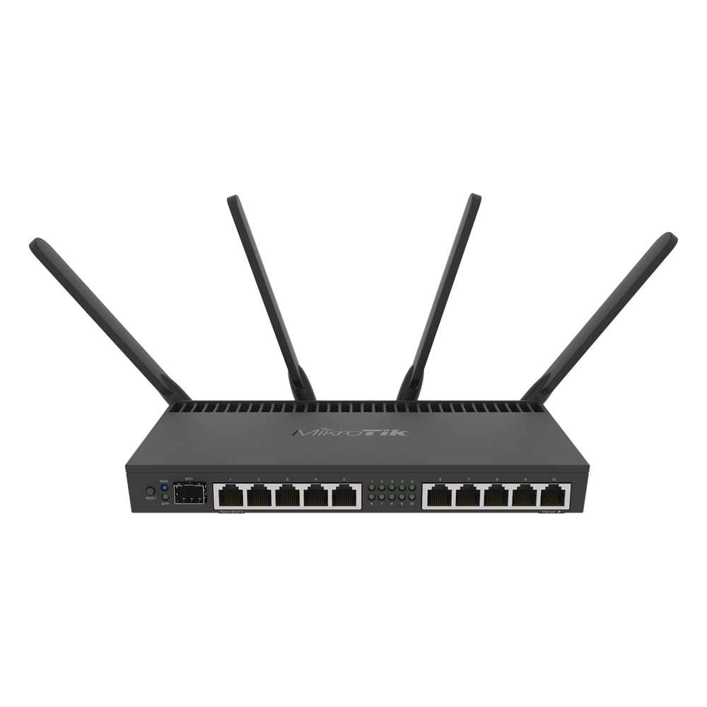 Router con Wi-Fi 4x4 MU-MIMO, hasta 2 watts de potencia, antenas de 3 dBi, 10 puertos Gigabit, 1 Puerto SFP+