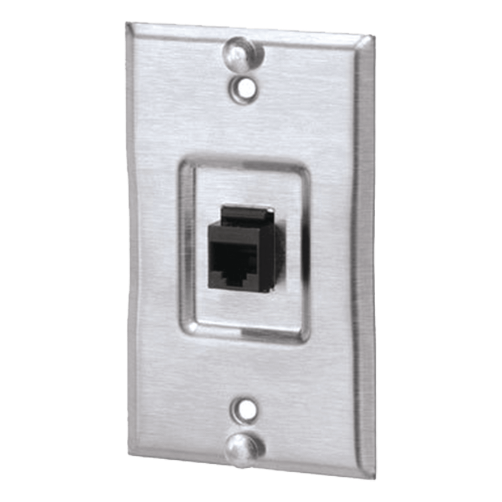 Placa de Pared / 1 Puerto Keystone / Cat5e / Acero Inoxidable / 2.74 x 4.50 pulgadas