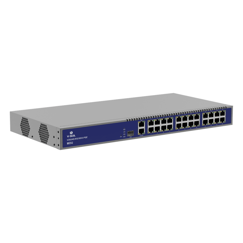 MDU Triple-mode PON (GPON/XGPON/XGSPON) / 24 Puertos PoE 802.3at Gigabit /  1 Puerto PON