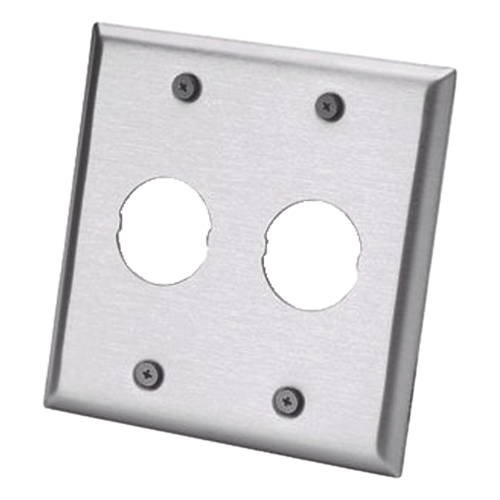 Placa de Pared Doble Industrial / 2 Puertos / Acero Inoxidable / 4.59x4.5x0.16 in / Montaje Vertical