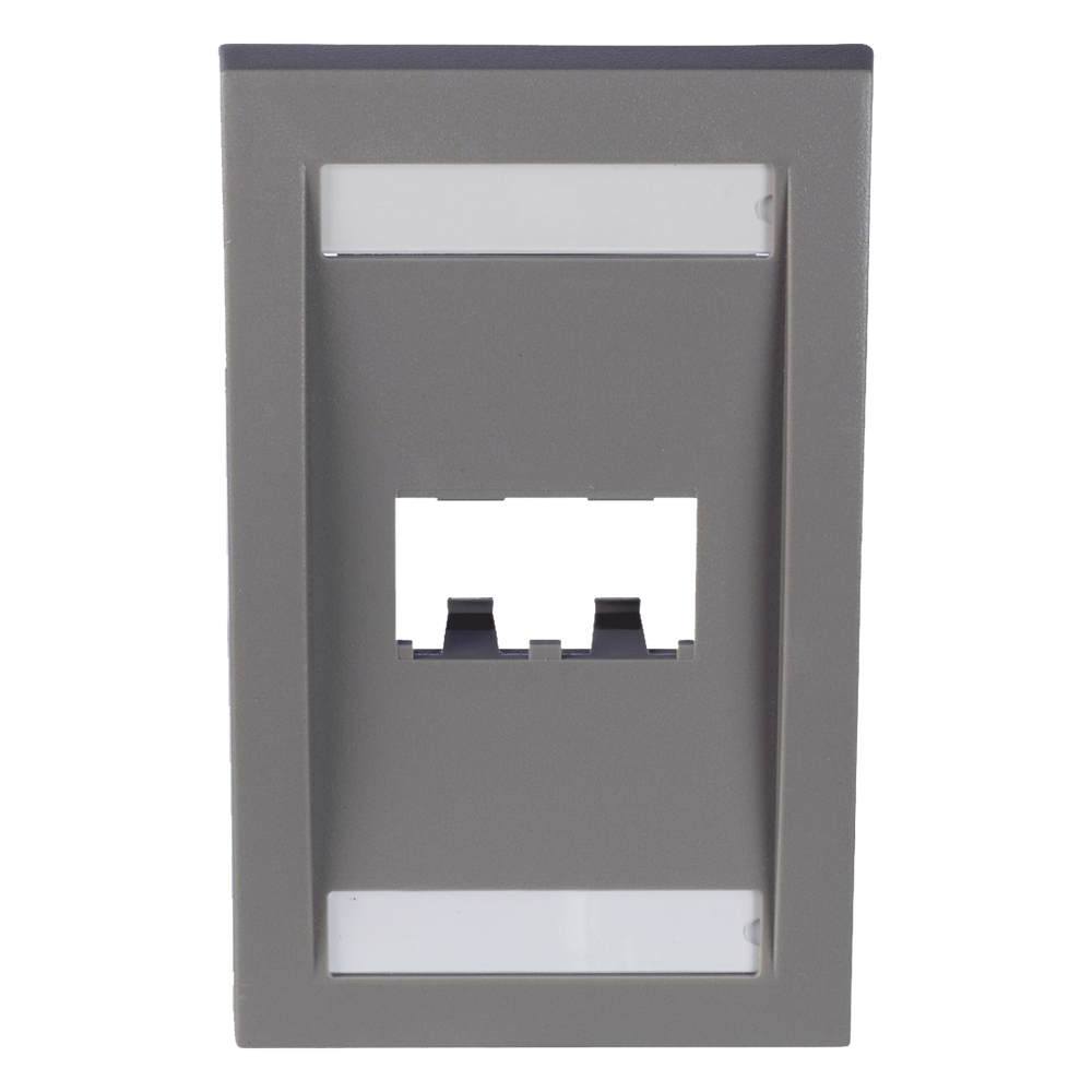 Placa de Pared Vertical / 2 Puertos Mini-Com / Espacios para Etiquetas / 2.75 x 4.5 in / Gris