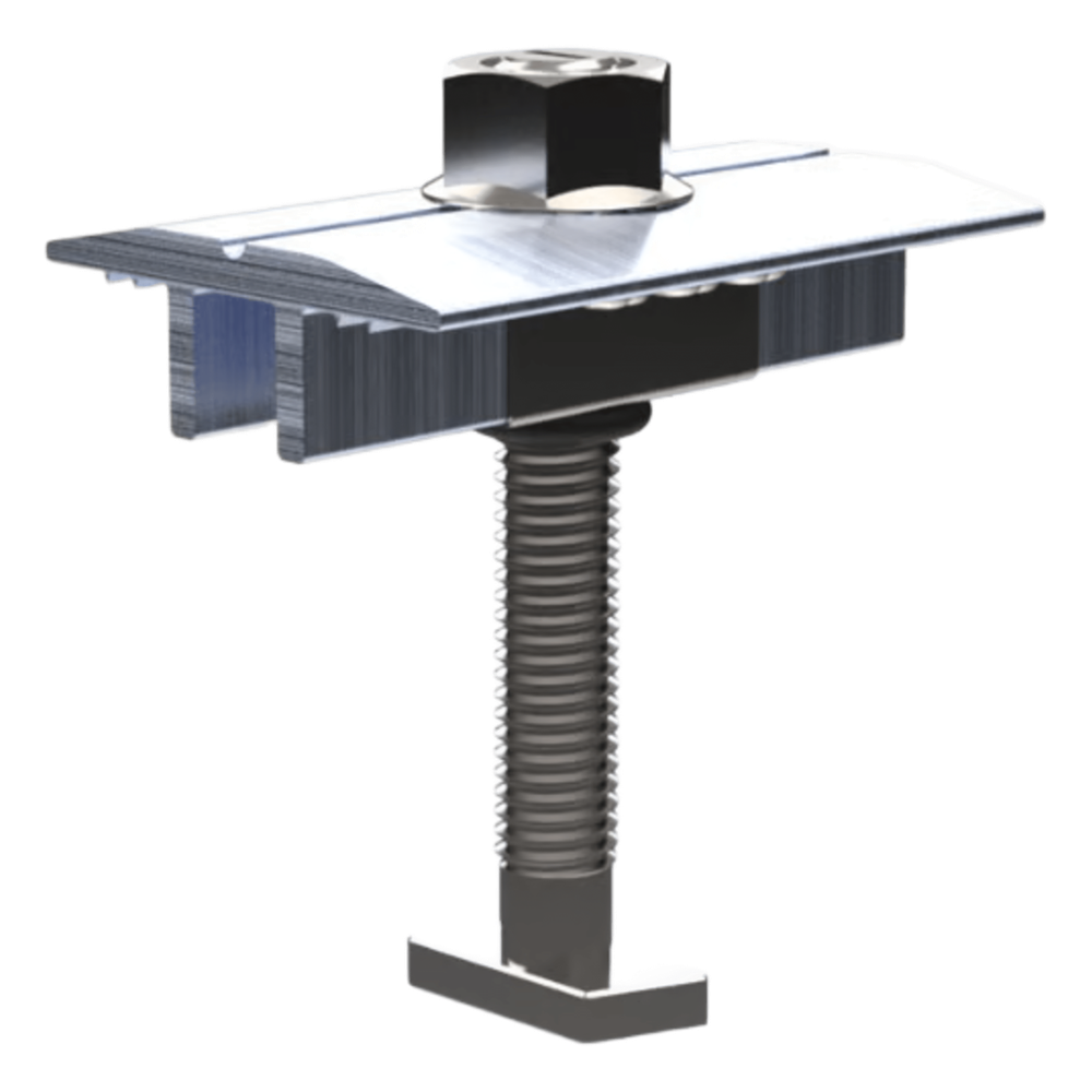 Abrazadera Intermedia para Módulos Solares / Aluminio Serie 6000 / Módulos 30-40 mm / 47 g / Acero Inoxidable / 4 Sistemas de Montaje