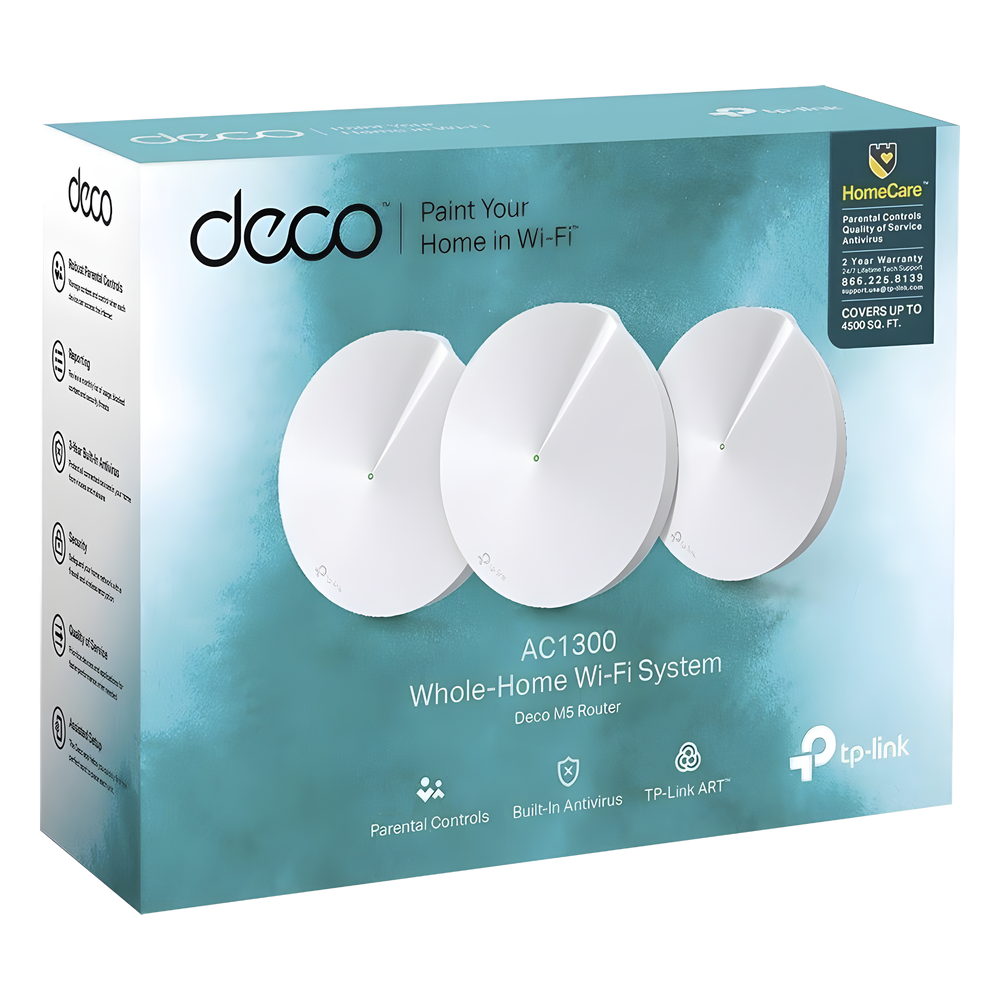 Kit Mesh Wi-Fi 5 / AC1300 Mbps / 2 Puertos Gigabit WAN/LAN / 4 Antenas Internas MU-MIMO / App Deco iOS/Android / HomeCare