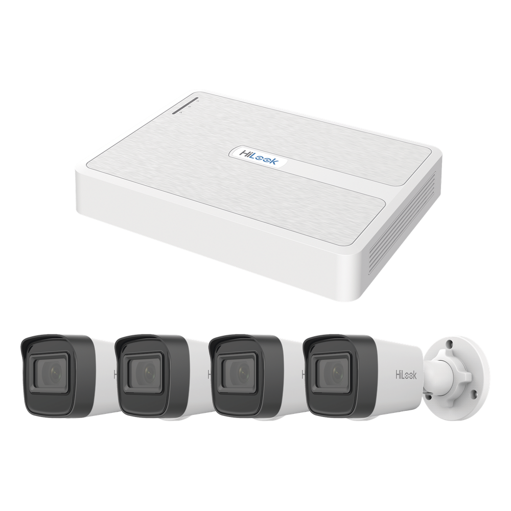 Kit de Videovigilancia IP / 2 Megapixel / NVR 8 Canales con 8 Puertos PoE+ / 4 Cámaras Bala para Exterior / IR 30 m (98.4 ft) / Compresión H.265+