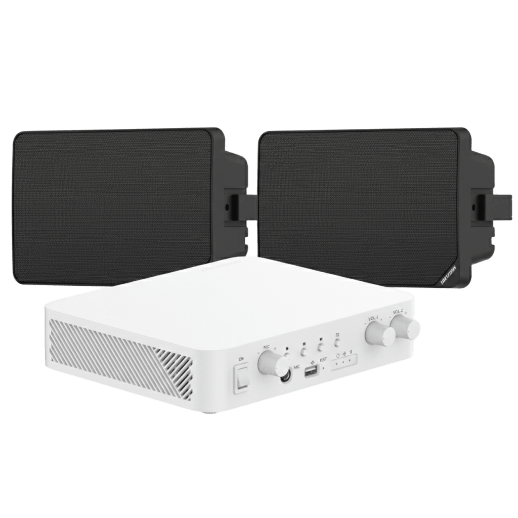 Kit de Audio | 70/100V | 2 Altavoces de pared | Bluetooth | Color Negro | Hik-Connect 