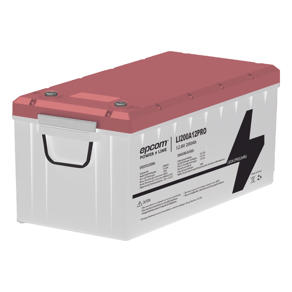 Batería de Litio LiFePO4 Ciclo Profundo / 12.8 Vcc / 200 Ah / Descarga Máxima 200 A / Solar y Marina
