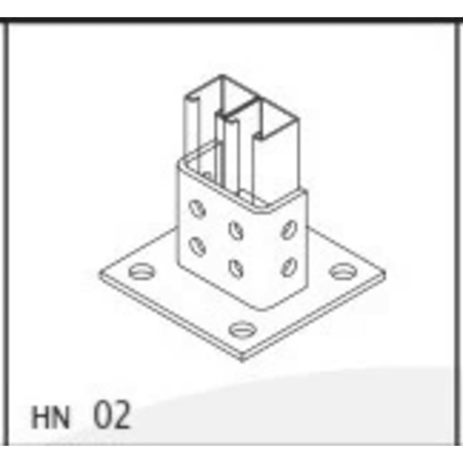 Base Cuadrada con 4 perforaciones para Perfil Doble ANCLO ANC-HN02 - SILYMX