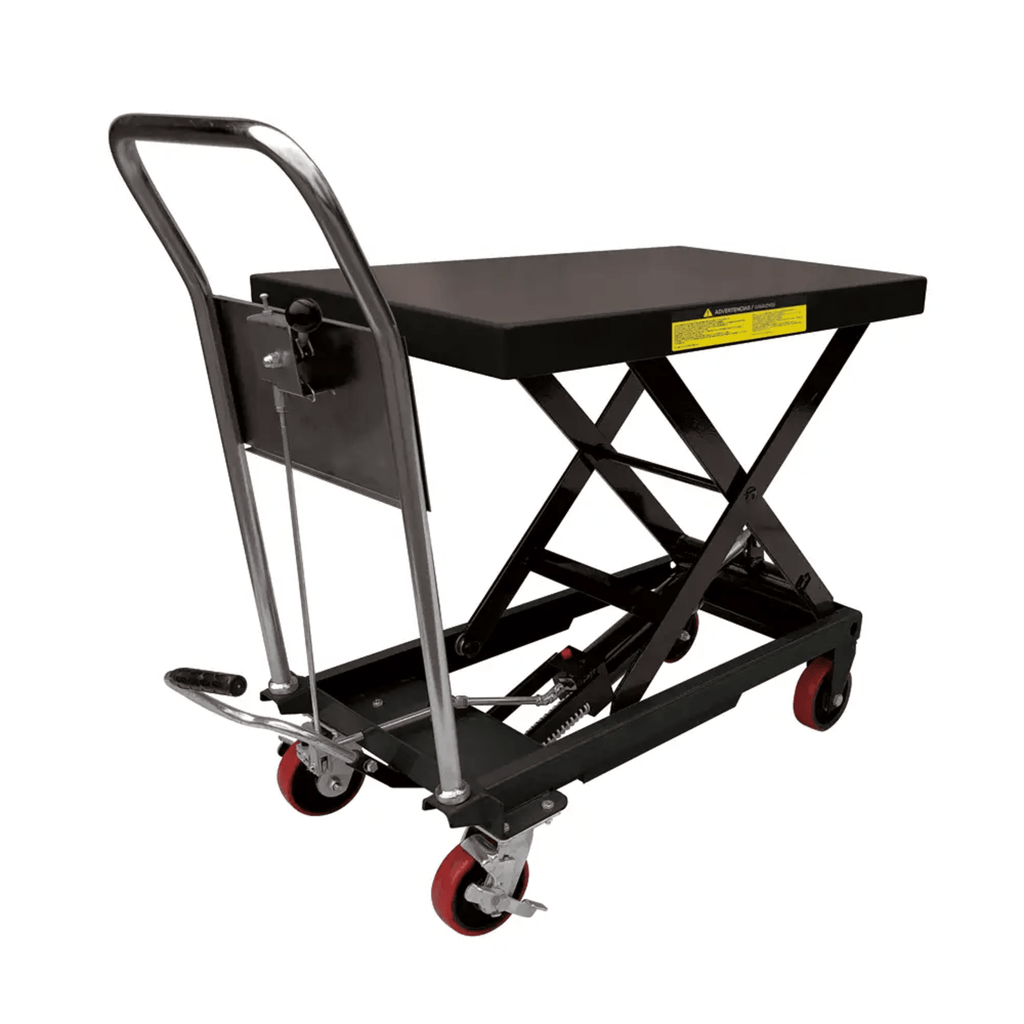 Mesa Elevadora Hidráulica Capacidad 300 kg a 1 t Ruedas de Poliuretano Sistema Hidráulico con Freno Soporte de Tijera Ideal para Cargas Medias y Pesadas URREA SYS-MEL-10 - SILYMX