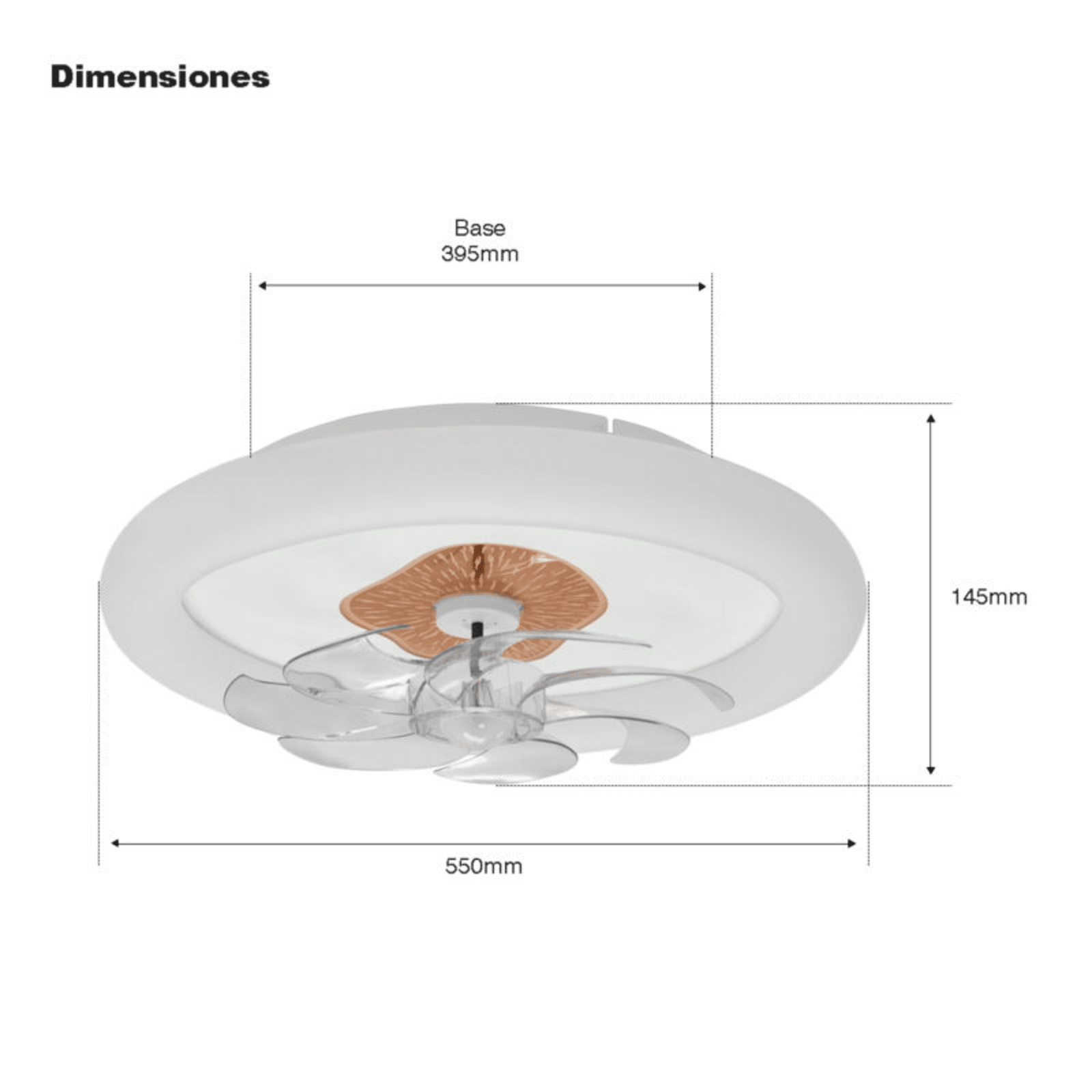 Ventilador de Techo con Luminario LED de 110 V CA 50/60 Hz  88 W 3 Tonos de Luz (6500 - 4 000 - 2 700 K) Diámetro 500 mm 6 Velocidades Dimeable JWJ JLV-015 - SILYMX