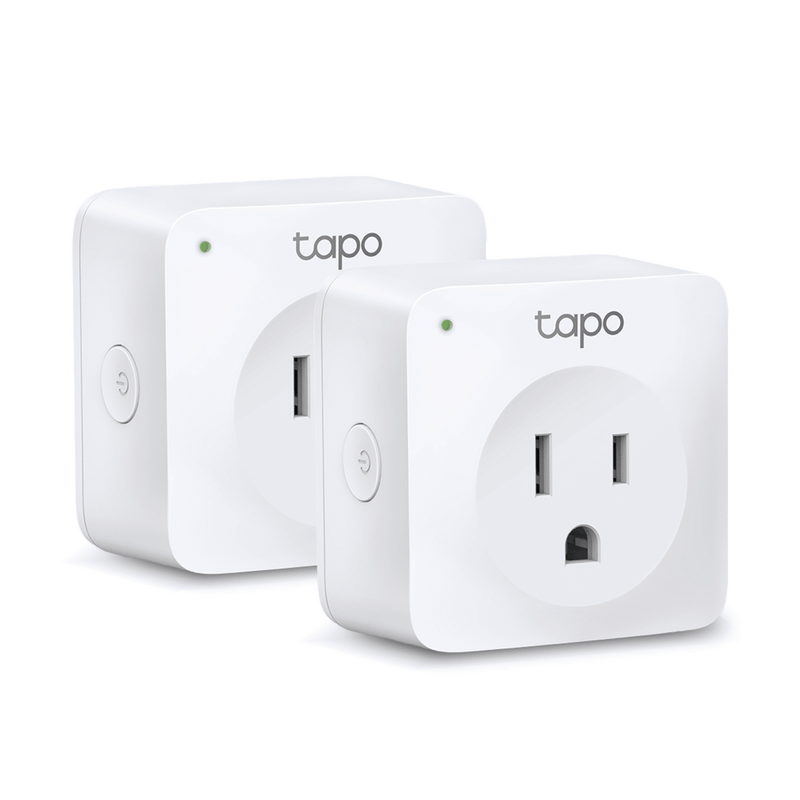 Mini tomacorriente inteligente Wi-Fi, 100 - 120V~, 50/60Hz, 15.0A, compatible con Amazon Alexa y Google Assistant, color blanco TP-LINK TAPOP100-2P