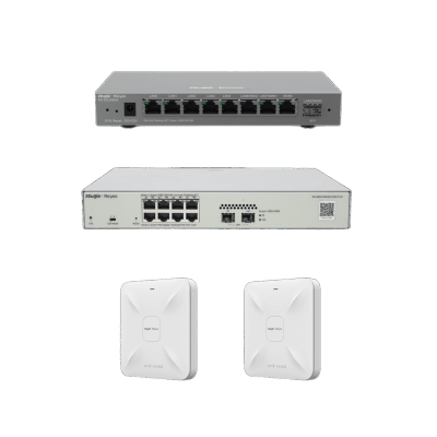 RUIJIERG-KIT-OH-200Solución Completa de Red para hasta 200 Clientes y hasta 4 servicios de Internet., Ideal para Iniciar un Proyecto de Hotelería u Oficina - SILYMX