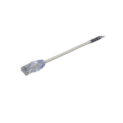 Cable de Parcheo TX6, UTP Cat6, Diámetro Reducido (28AWG), Color Blanco, 20 cm (7.87 pulgadas)