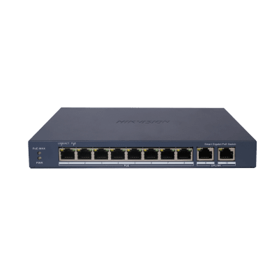 HIKVISIONDS-3E1510P-EISwitch Gigabit PoE+ / Administrable / 8 Puertos Gigabit PoE+ / 2 Puertos Gigabit / Configuración Nube Hik - Partner Pro / Modo Extendido hasta 300 Metros / 110 W - SILYMX