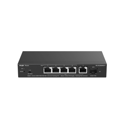 RUIJIERG-ES206MG-PSwitch Administrable Capa2 PoE+ con 5 puertos Multi - Gigabit 2.5Gb, hasta 70w PoE - SILYMX
