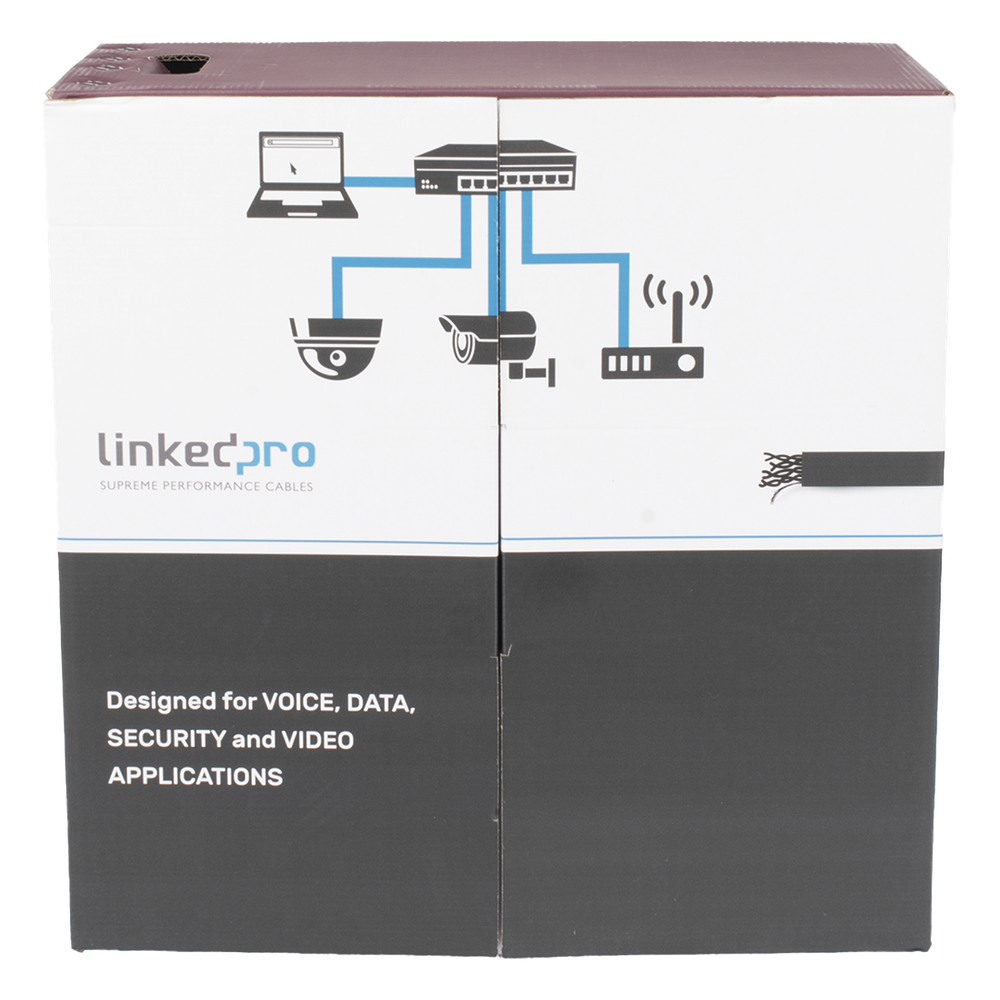 Bobina de Cable UTP Cat5e Exterior 304.8m (1000ft) Doble Forro 24 AWG Cobre Sólido LINKEDPRO PRO-CAT-5-EXT-LITE-DJ - Imagen 1