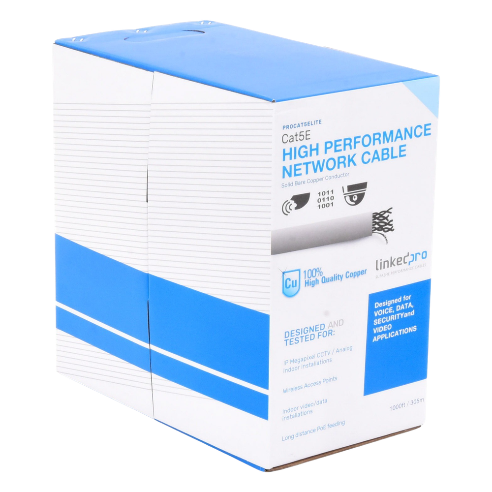 Bobina Cable UTP Cat5e 305m (1000ft) 24 AWG Cobre Interior PoE UL Gris LINKEDPRO BY EPCOM PRO-CAT-5E-LITE - Imagen 3