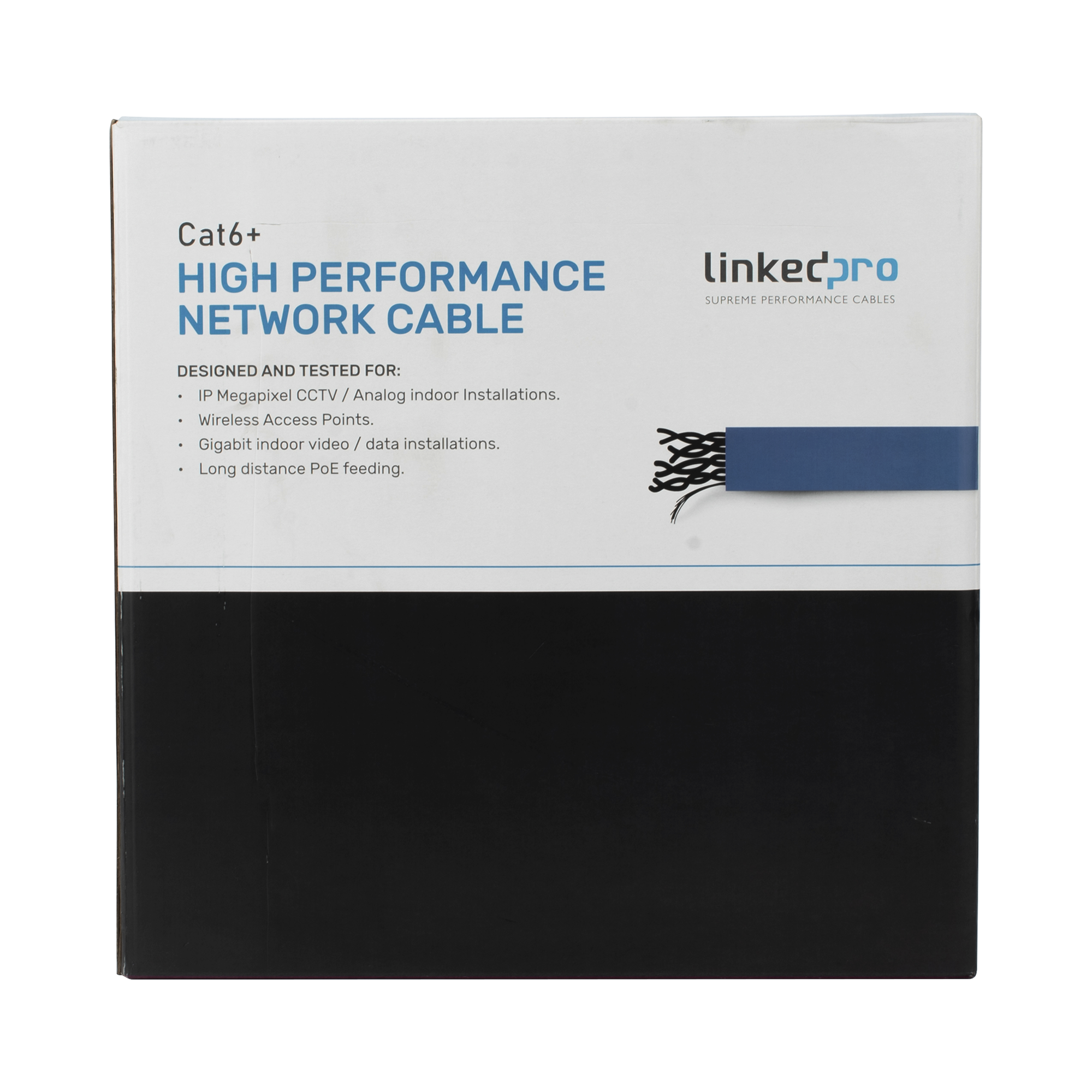 Bobina de Cable de 305 Metros (1000 Pies) Cat6+ Blindado F/UTP, CM, Calibre 23 Alto Rendimiento, ETL, UL, Color Azul, Super Flexible, para Aplicaciones de Video Vigilancia, Video HD, y Redes de Datos. Uso Interior. LINKEDPRO BY EPCOM - Imagen 1