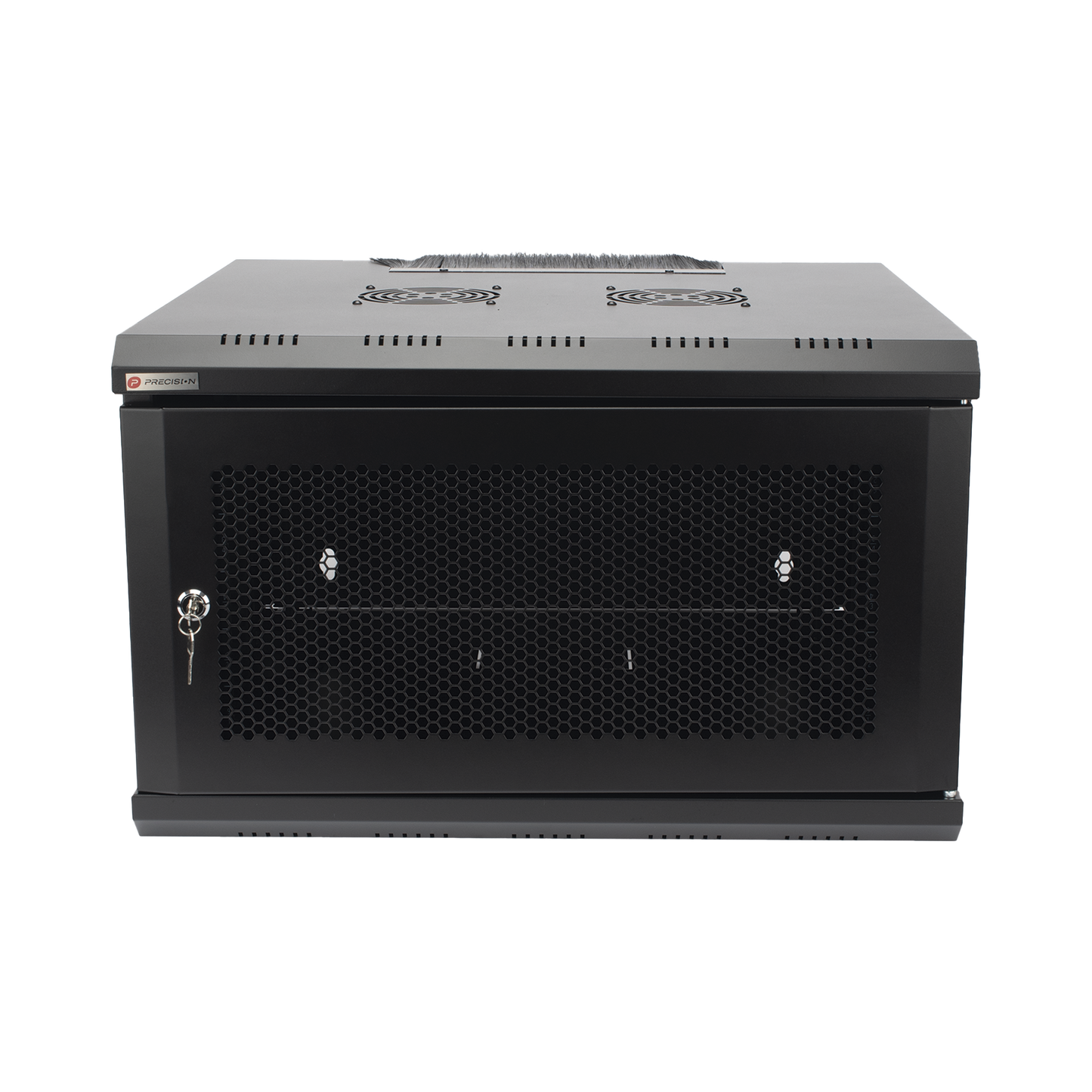 Gabinete de Pared PRECISION 19'' 6UR (455mm) - Puerta Perforada Incluye: 2 Ventiladores y Panel Cepillo - Imagen 6