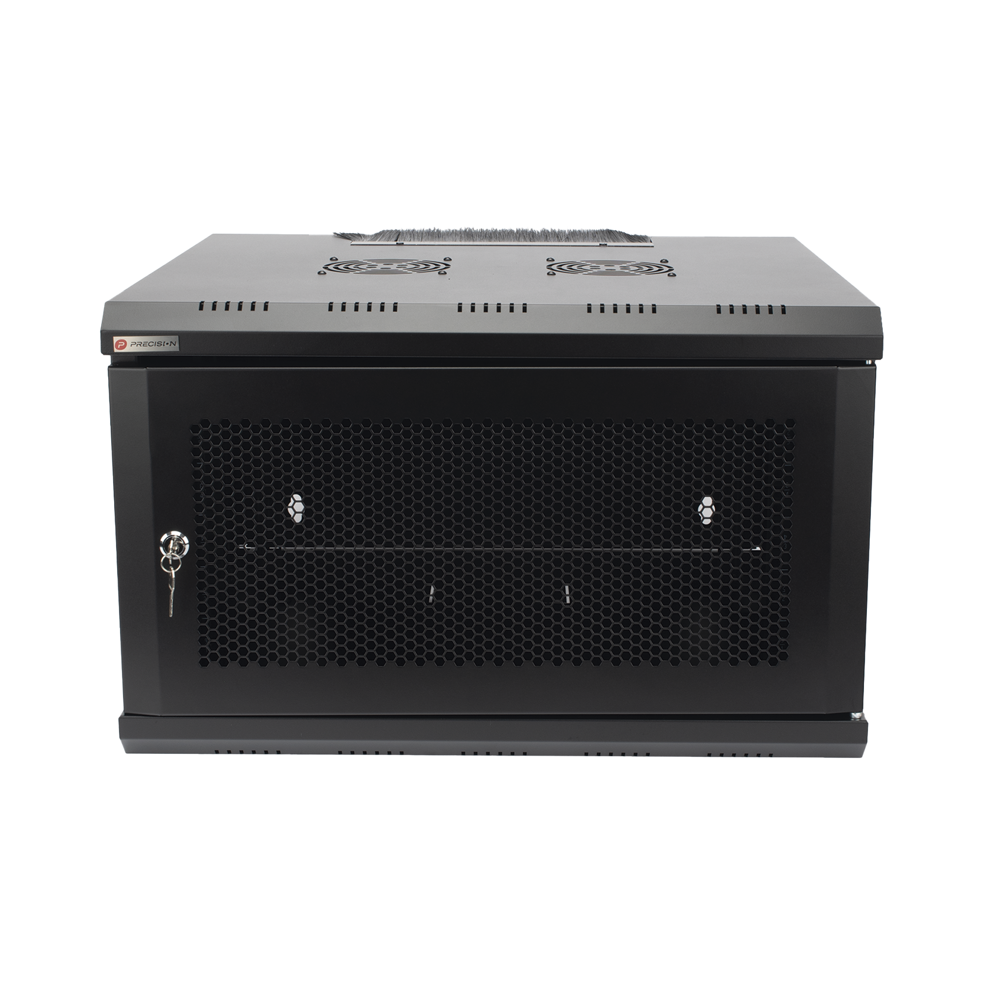 Gabinete de Pared PRECISION 19'' 6UR (455mm) - Puerta Perforada Incluye: 2 Ventiladores y Panel Cepillo - Imagen 6