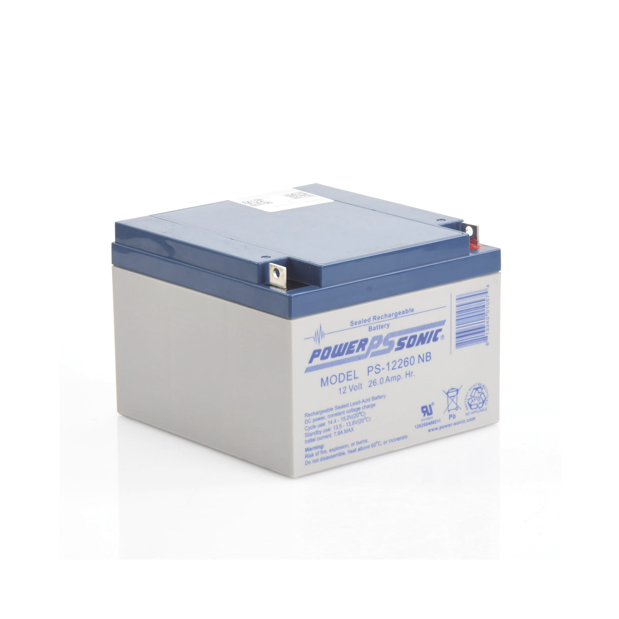 Batería 12V 26AH Para Respaldo AGM/VRLA 5 Años Vida Útil Terminales NB Reconocida UL POWER SONIC PS-12260-NB - Imagen 3
